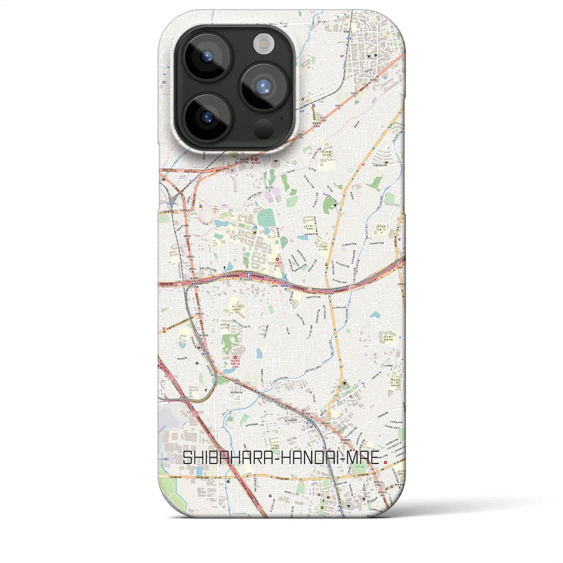 【柴原阪大前】地図柄iPhoneケース（バックカバータイプ・ナチュラル）iPhone 15 Pro Max 用