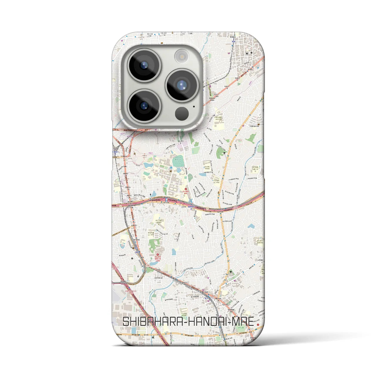 【柴原阪大前】地図柄iPhoneケース（バックカバータイプ・ナチュラル）iPhone 15 Pro 用