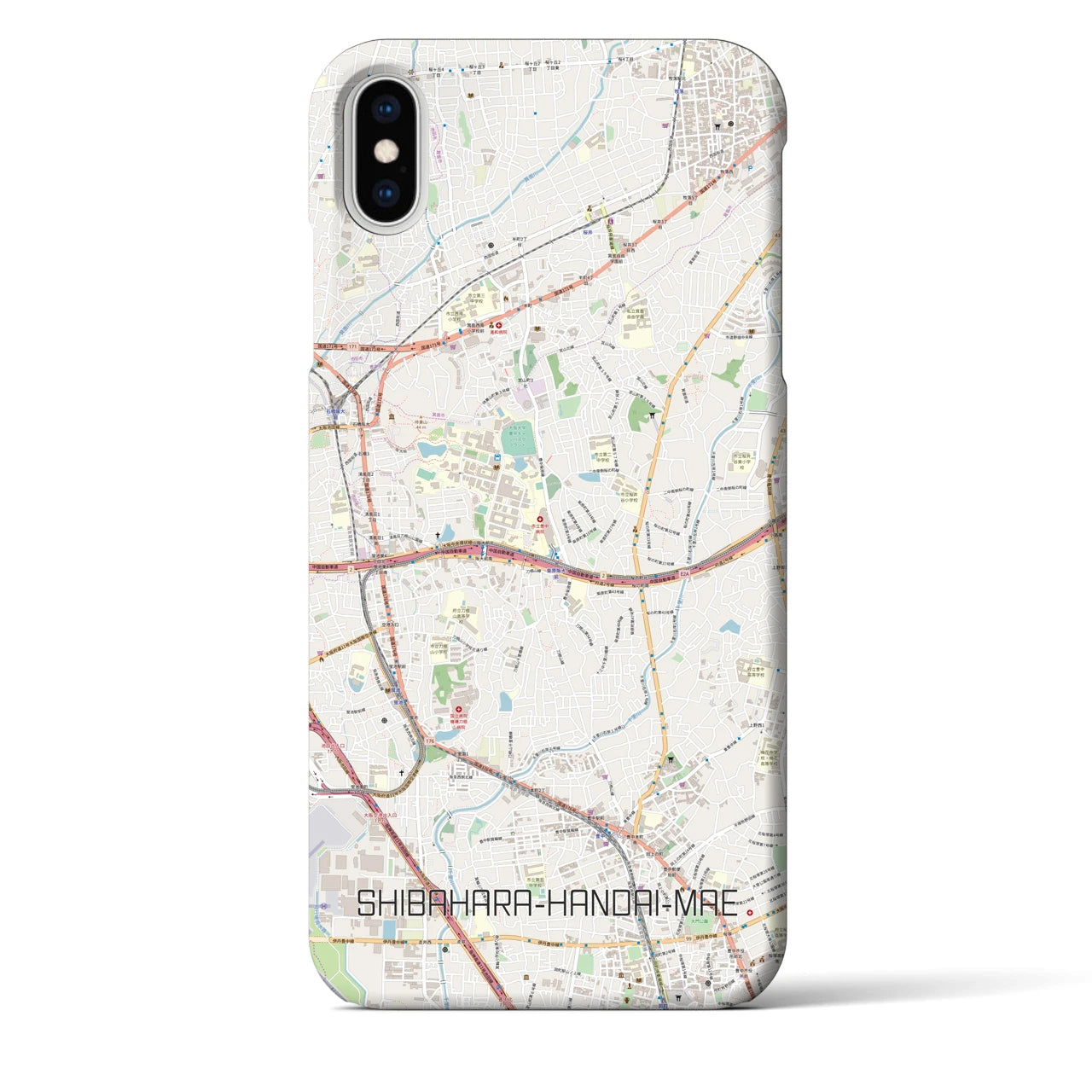 【柴原阪大前】地図柄iPhoneケース（バックカバータイプ・ナチュラル）iPhone XS Max 用
