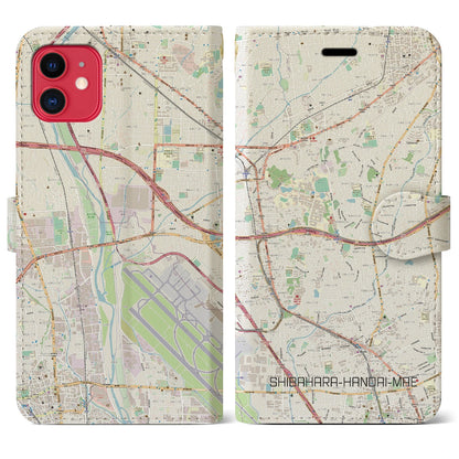【柴原阪大前（大阪府）】地図柄iPhoneケース（手帳タイプ）ナチュラル・iPhone 11 用