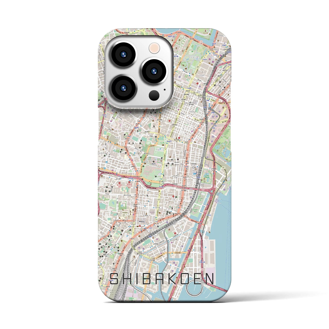 【芝公園】地図柄iPhoneケース（バックカバータイプ・ナチュラル）iPhone 13 Pro 用