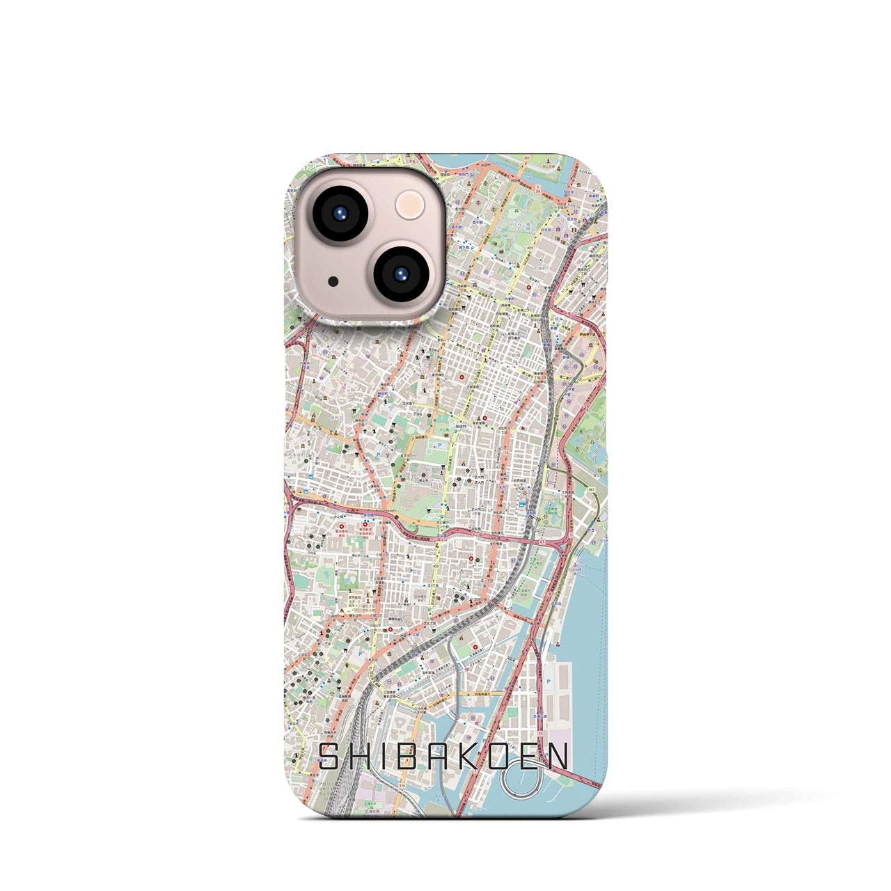 【芝公園】地図柄iPhoneケース（バックカバータイプ・ナチュラル）iPhone 13 mini 用