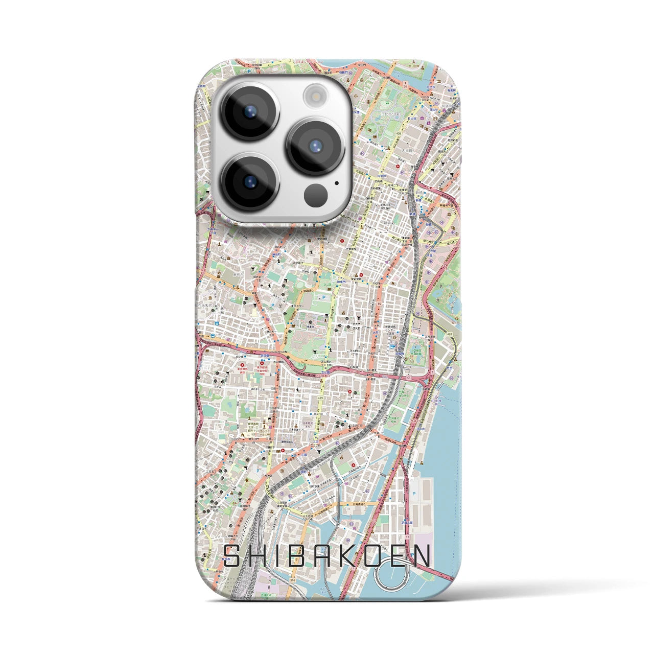 【芝公園】地図柄iPhoneケース（バックカバータイプ・ナチュラル）iPhone 14 Pro 用
