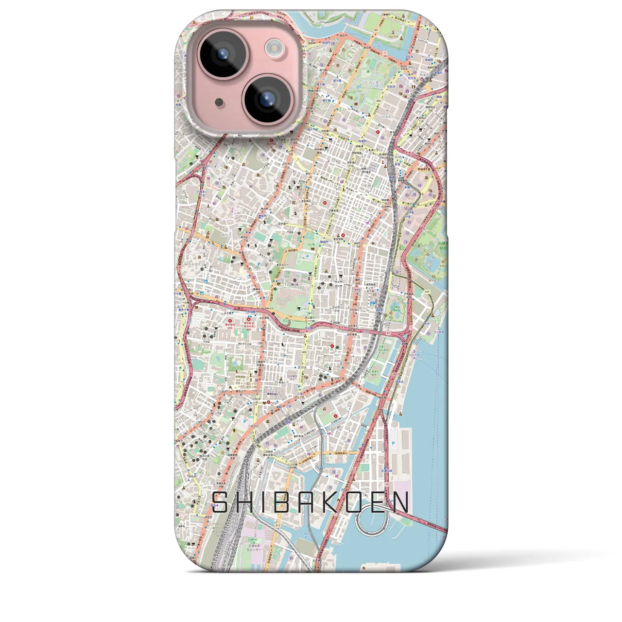 【芝公園】地図柄iPhoneケース（バックカバータイプ・ナチュラル）iPhone 15 Plus 用