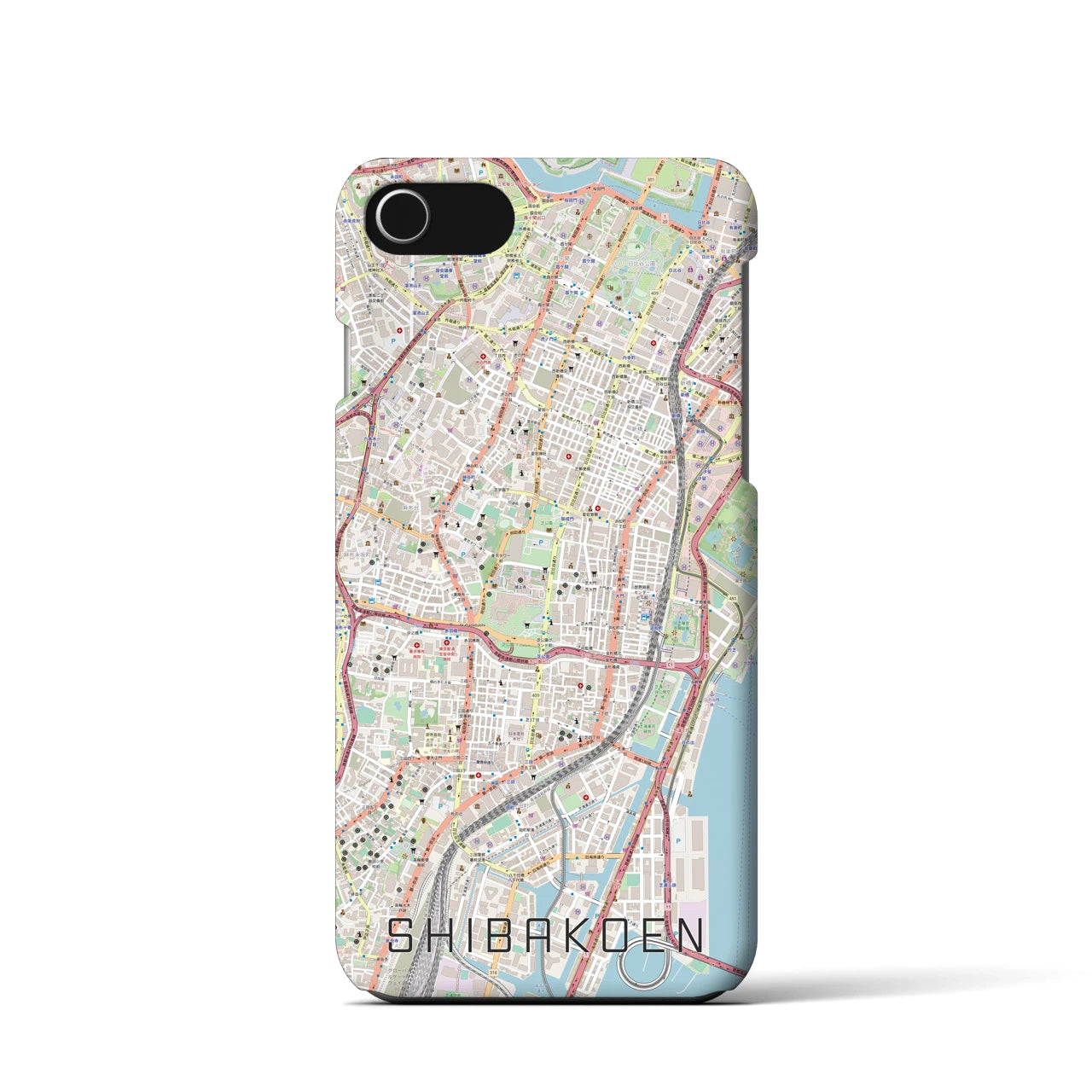 【芝公園】地図柄iPhoneケース（バックカバータイプ・ナチュラル）iPhone SE（第3 / 第2世代） / 8 / 7 / 6s / 6 用