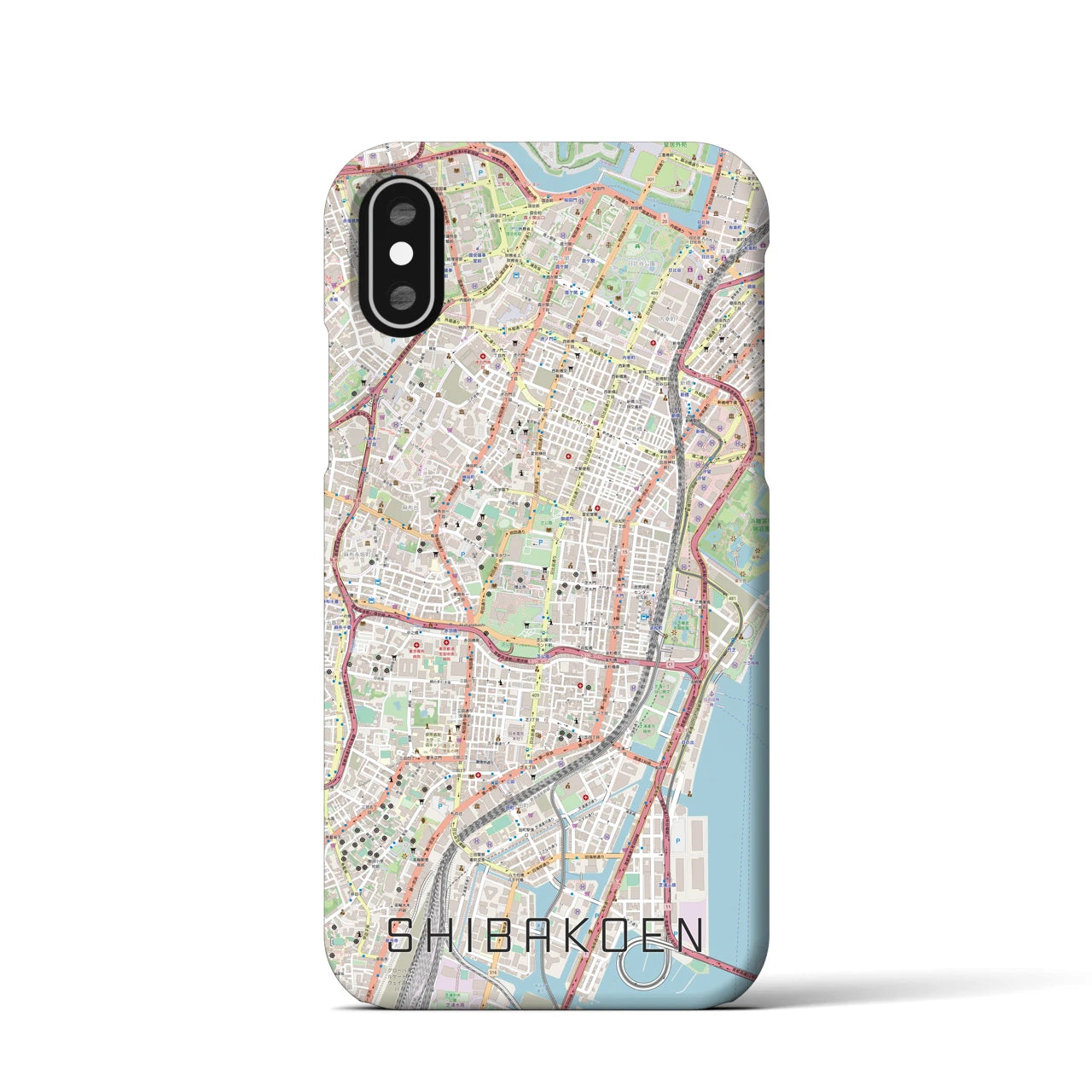 【芝公園】地図柄iPhoneケース（バックカバータイプ・ナチュラル）iPhone XS / X 用