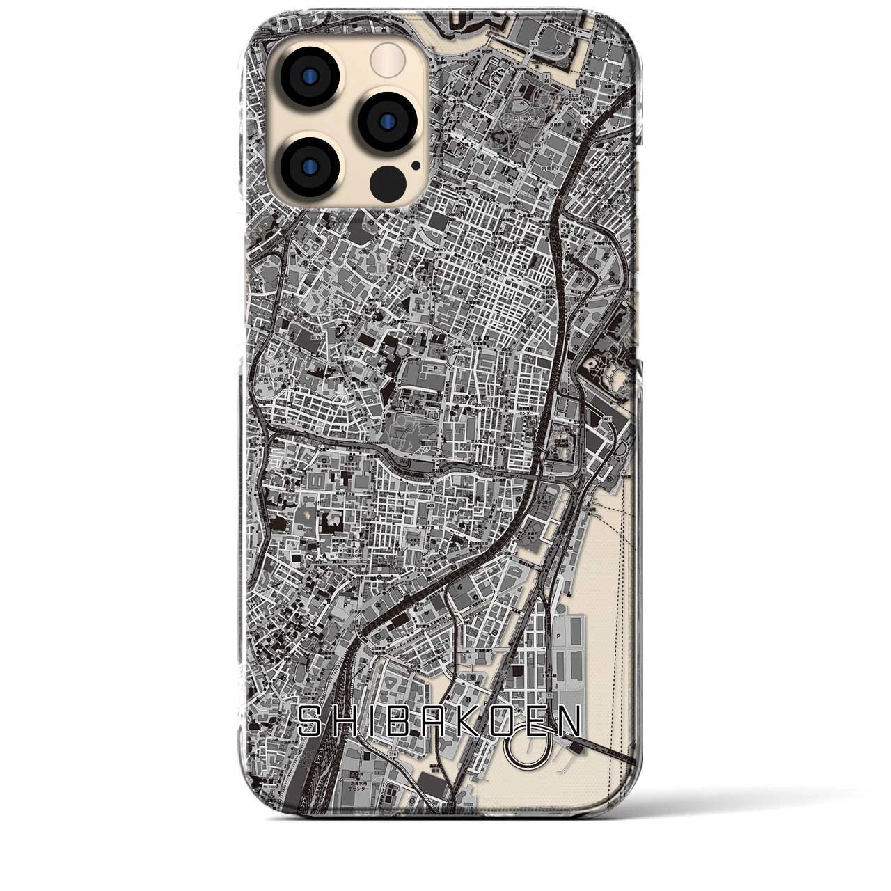【芝公園】地図柄iPhoneケース（クリアタイプ・モノトーン）iPhone 12 Pro Max 用