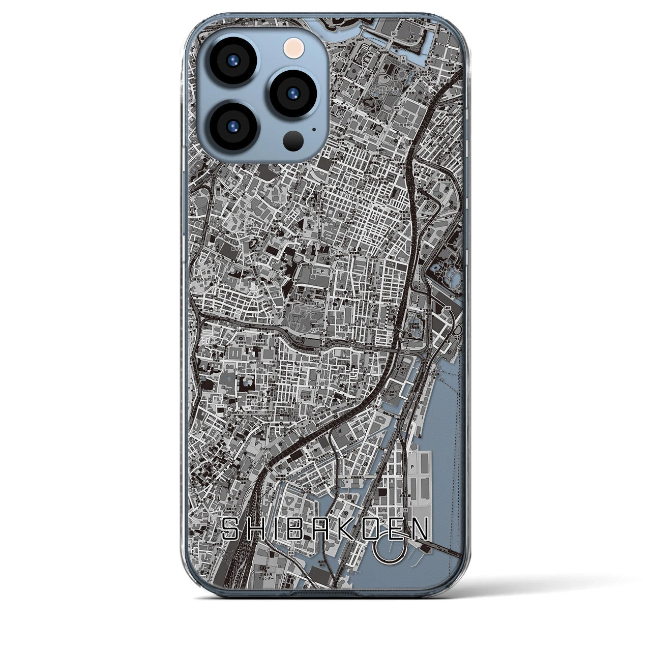 【芝公園】地図柄iPhoneケース（クリアタイプ・モノトーン）iPhone 13 Pro Max 用