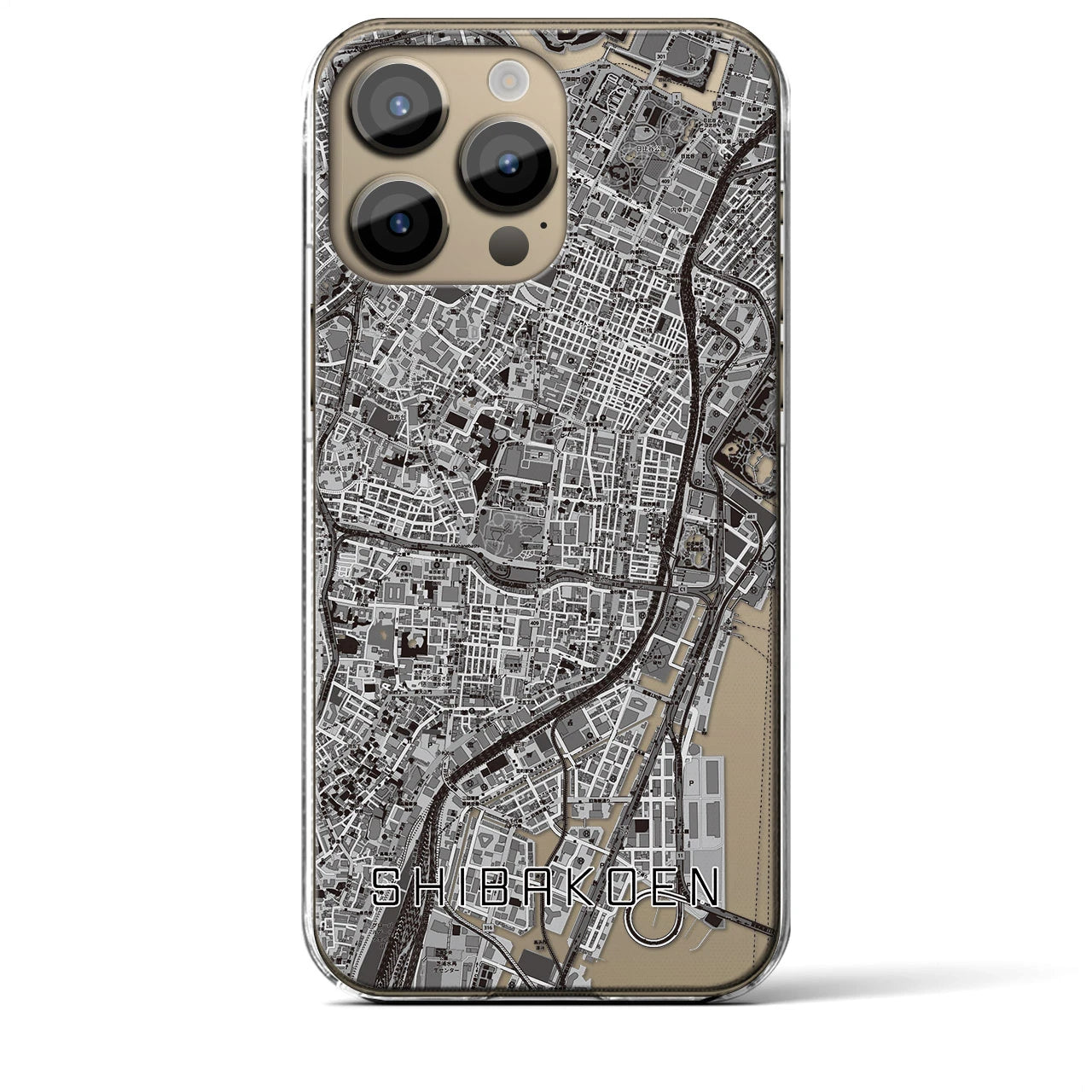 【芝公園】地図柄iPhoneケース（クリアタイプ・モノトーン）iPhone 14 Pro Max 用