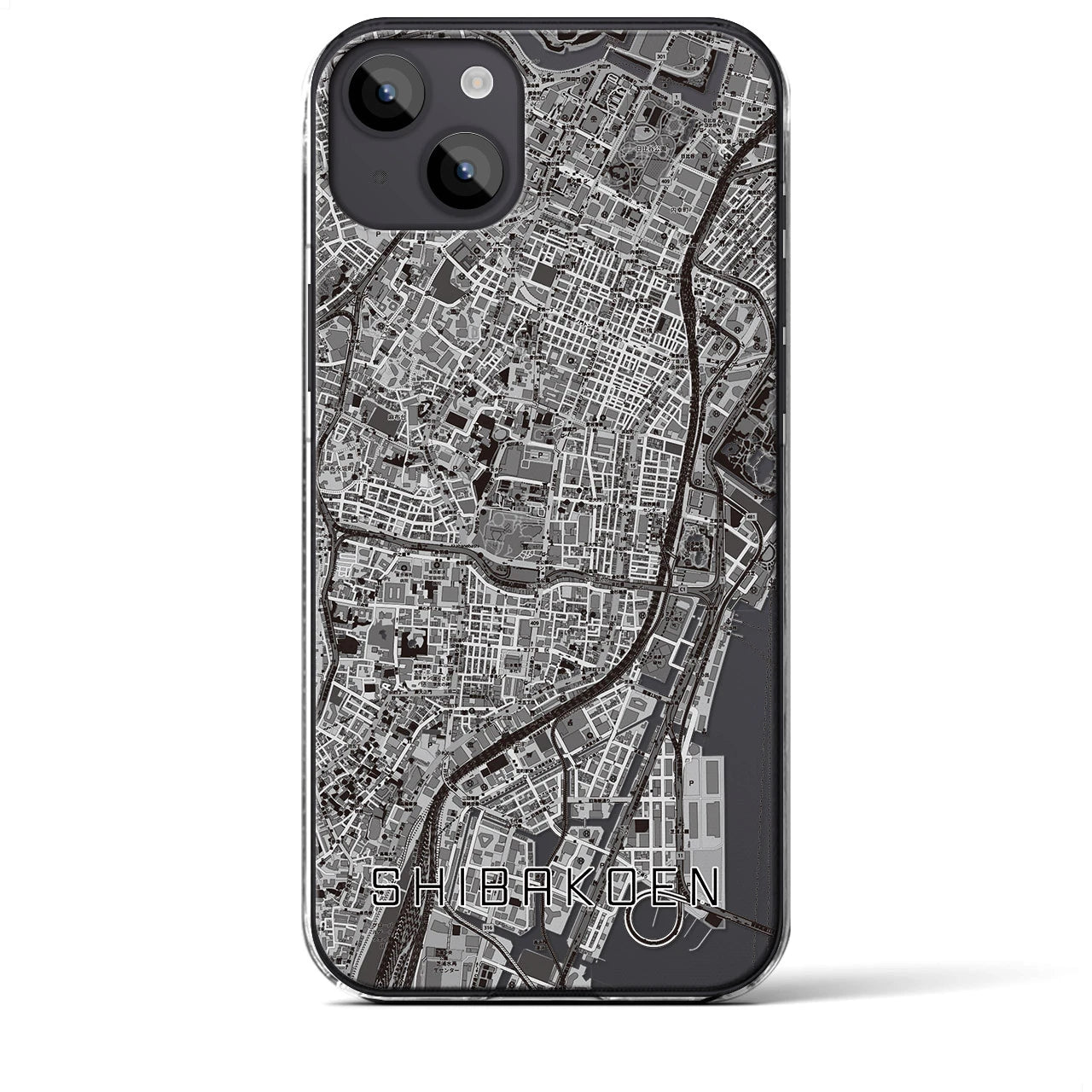 【芝公園】地図柄iPhoneケース（クリアタイプ・モノトーン）iPhone 14 Plus 用