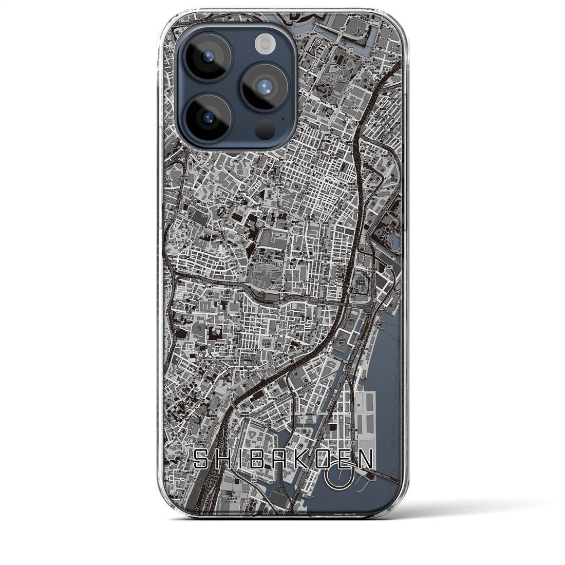 【芝公園】地図柄iPhoneケース（クリアタイプ・モノトーン）iPhone 15 Pro Max 用
