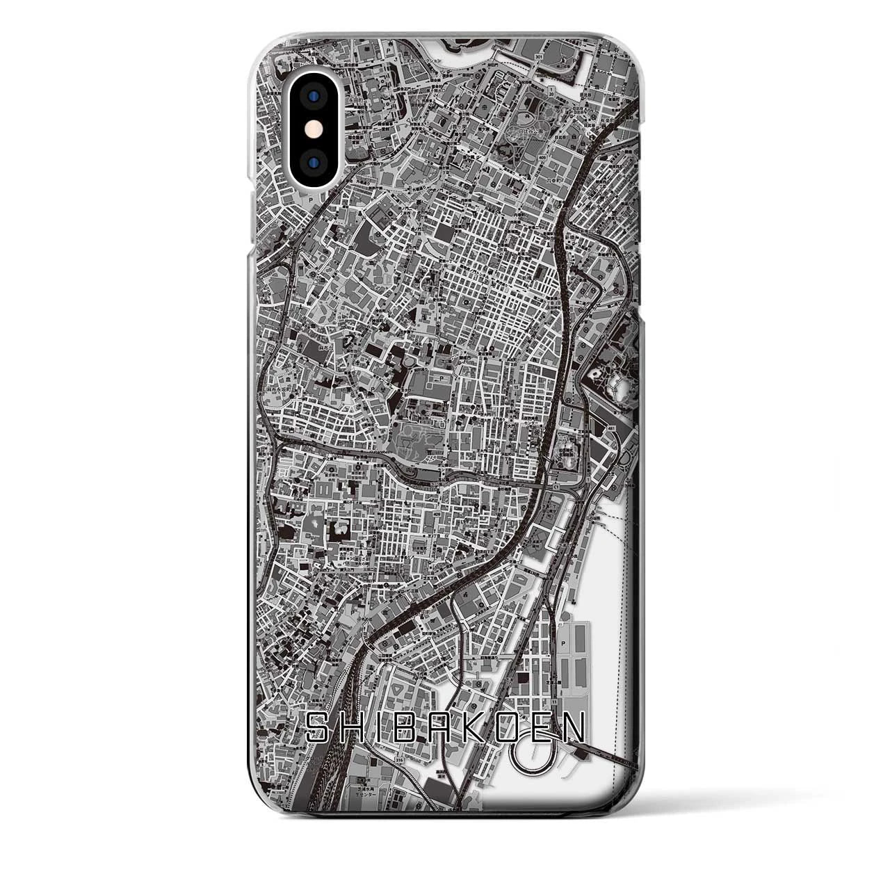 【芝公園】地図柄iPhoneケース（クリアタイプ・モノトーン）iPhone XS Max 用