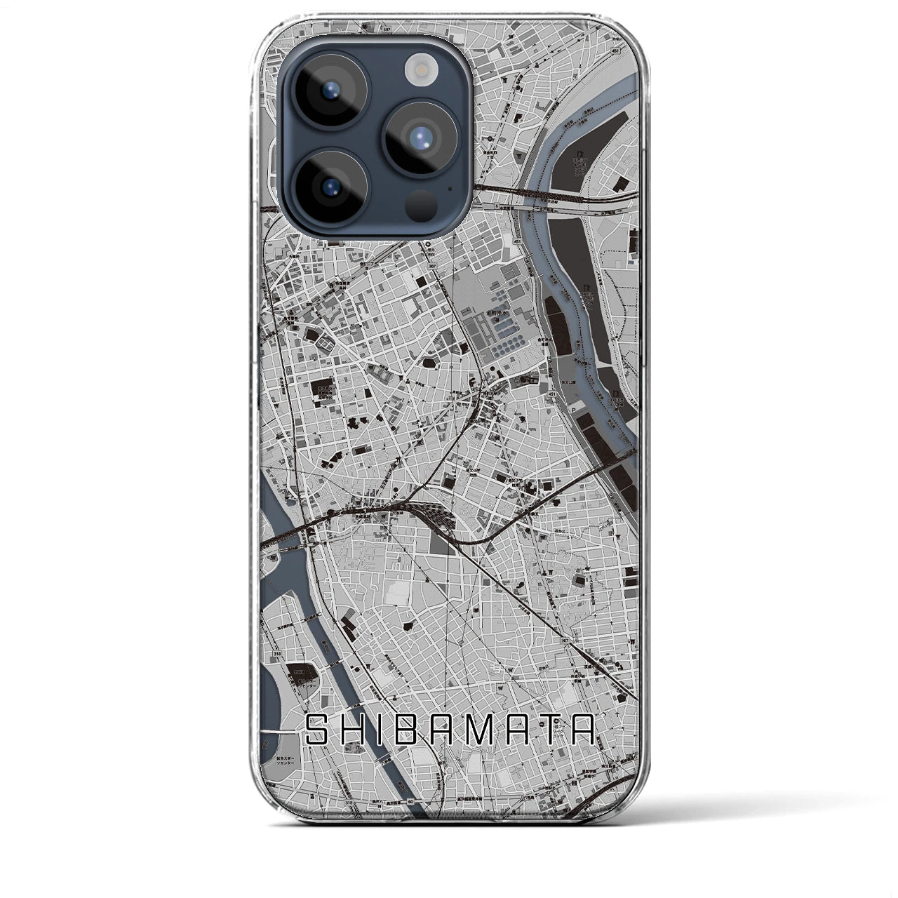 【柴又】地図柄iPhoneケース（クリアタイプ・モノトーン）iPhone 15 Pro Max 用