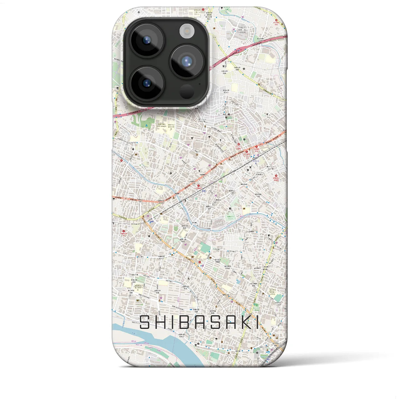 【柴崎】地図柄iPhoneケース（バックカバータイプ・ナチュラル）iPhone 15 Pro Max 用