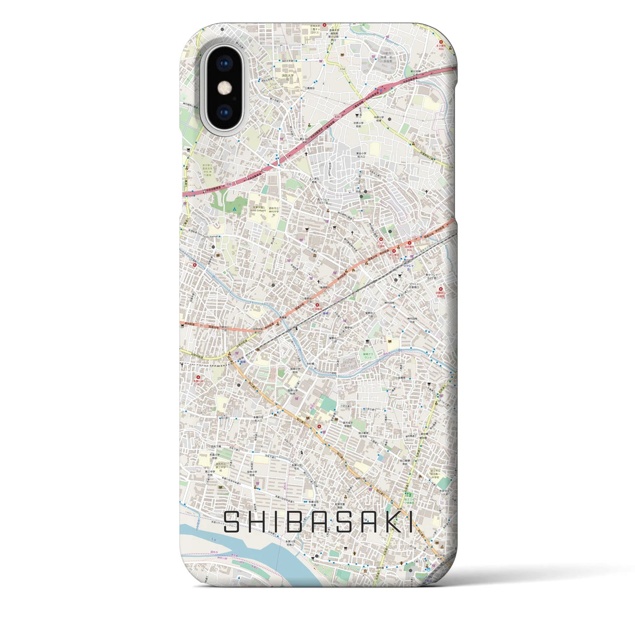 【柴崎】地図柄iPhoneケース（バックカバータイプ・ナチュラル）iPhone XS Max 用