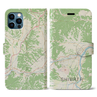 【柴田（宮城県）】地図柄iPhoneケース（手帳タイプ）ナチュラル・iPhone 12 / 12 Pro 用