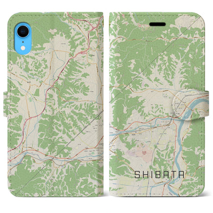 【柴田（宮城県）】地図柄iPhoneケース（手帳タイプ）ナチュラル・iPhone XR 用