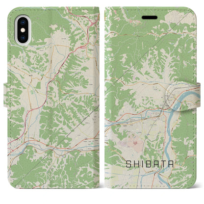 【柴田（宮城県）】地図柄iPhoneケース（手帳タイプ）ナチュラル・iPhone XS Max 用