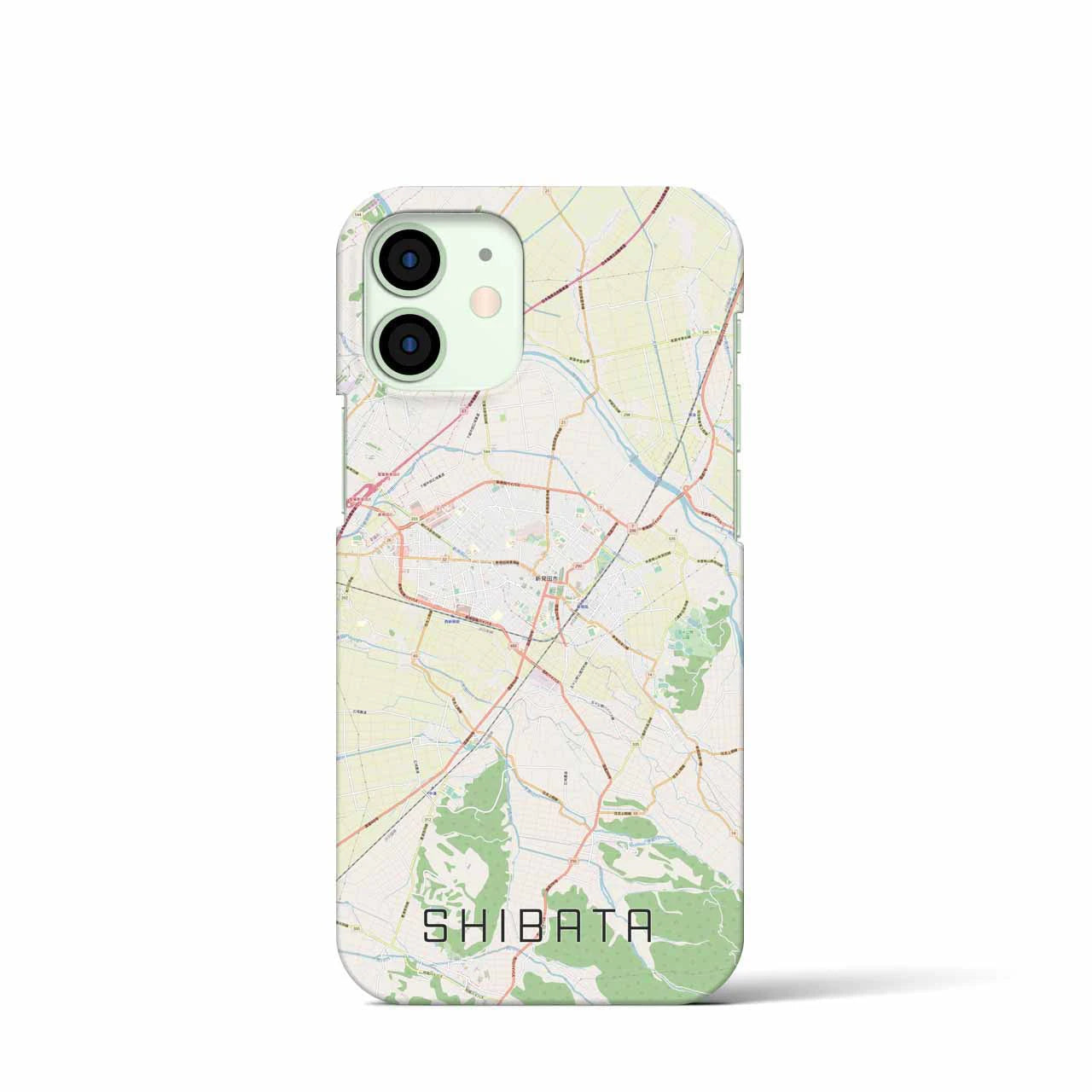 【新発田】地図柄iPhoneケース（バックカバータイプ・ナチュラル）iPhone 12 mini 用