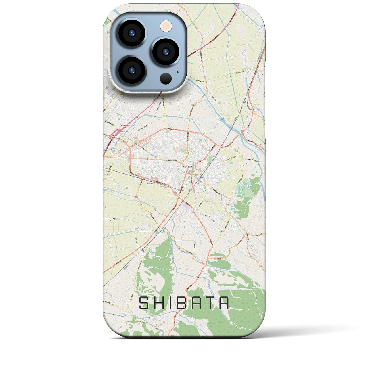 【新発田】地図柄iPhoneケース（バックカバータイプ・ナチュラル）iPhone 13 Pro Max 用