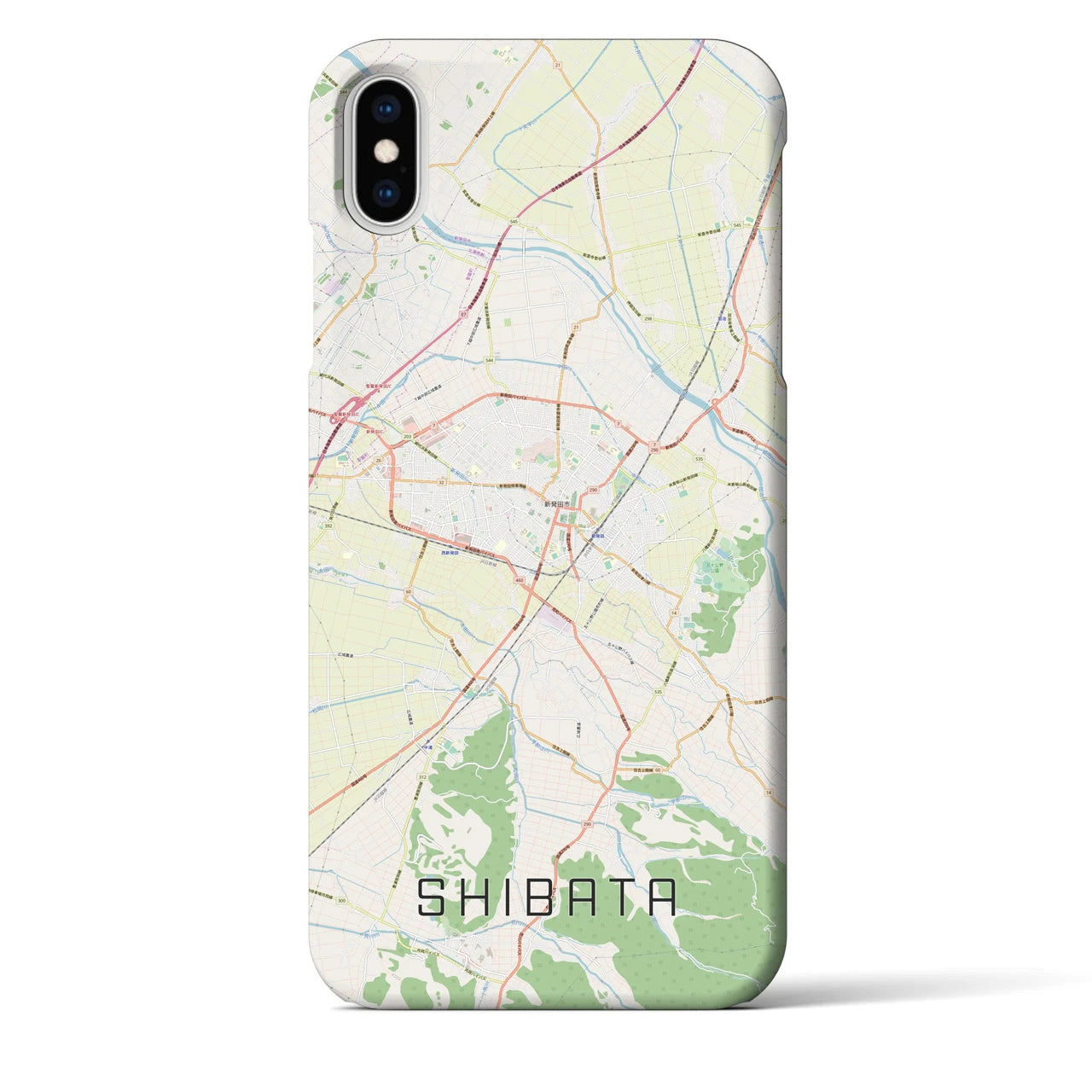 【新発田】地図柄iPhoneケース（バックカバータイプ・ナチュラル）iPhone XS Max 用