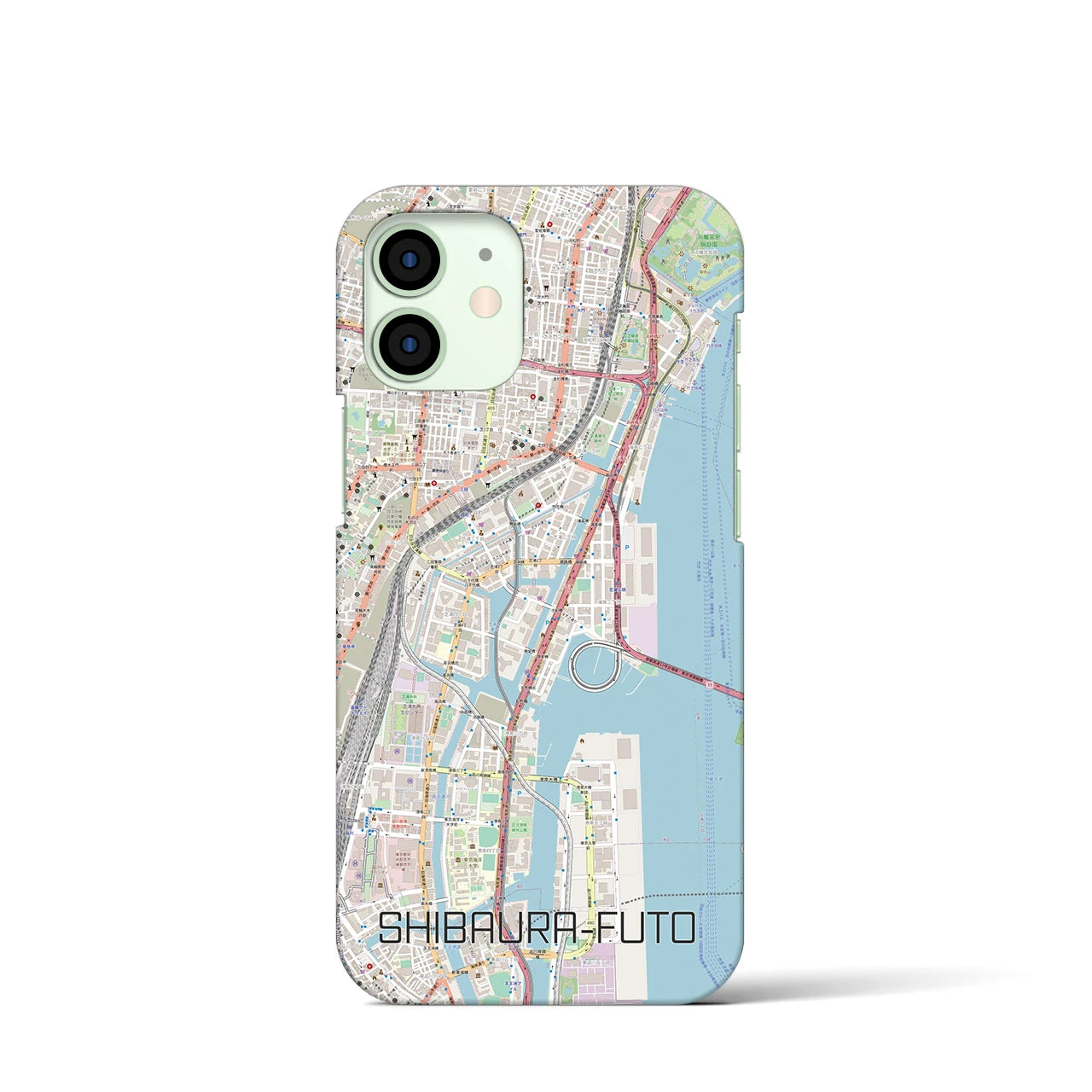 【芝浦ふ頭】地図柄iPhoneケース（バックカバータイプ・ナチュラル）iPhone 12 mini 用