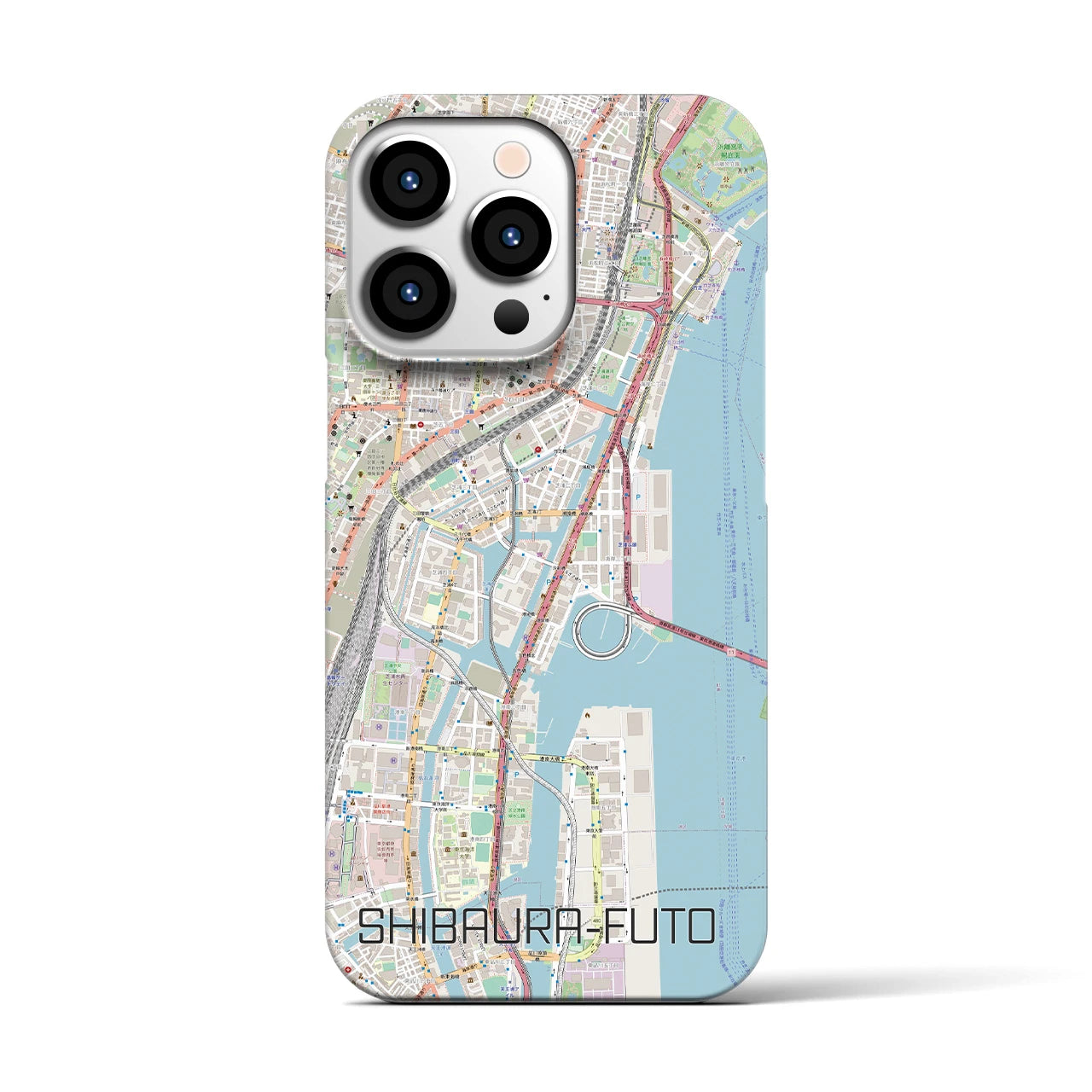 【芝浦ふ頭】地図柄iPhoneケース（バックカバータイプ・ナチュラル）iPhone 13 Pro 用