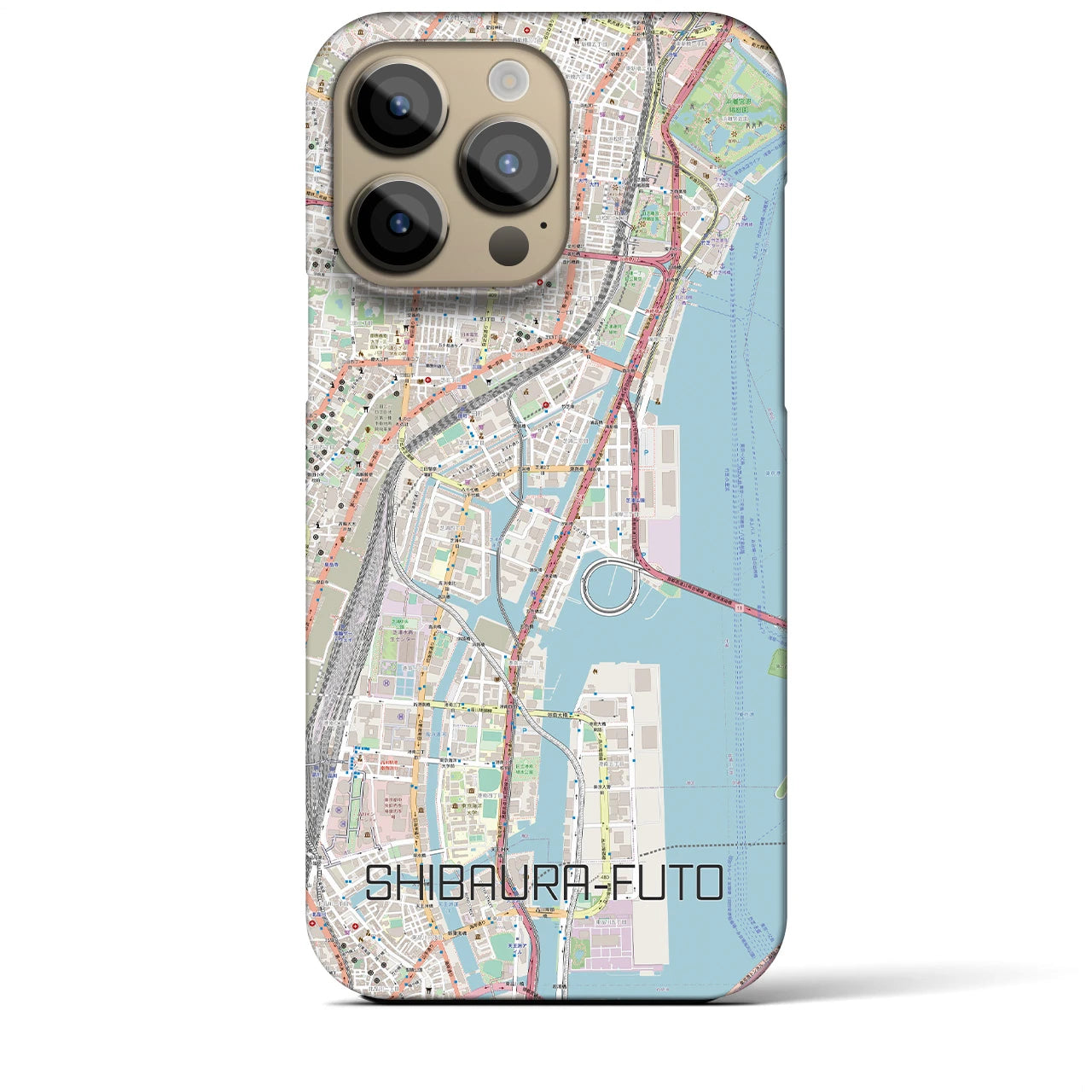 【芝浦ふ頭】地図柄iPhoneケース（バックカバータイプ・ナチュラル）iPhone 14 Pro Max 用