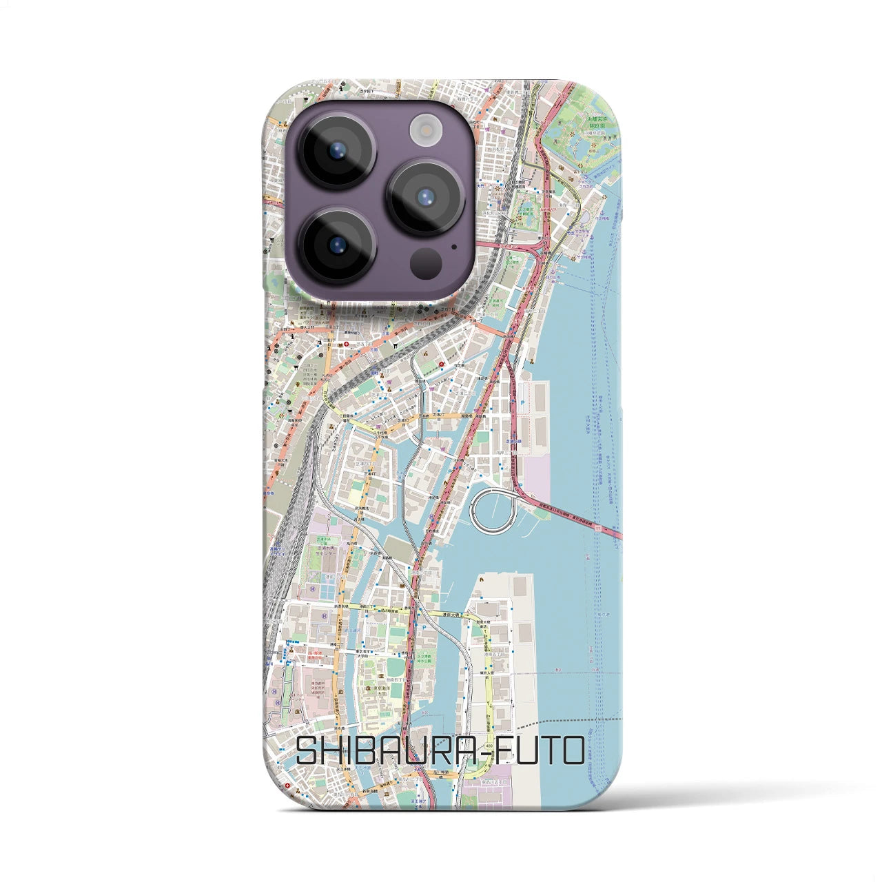 【芝浦ふ頭】地図柄iPhoneケース（バックカバータイプ・ナチュラル）iPhone 14 Pro 用
