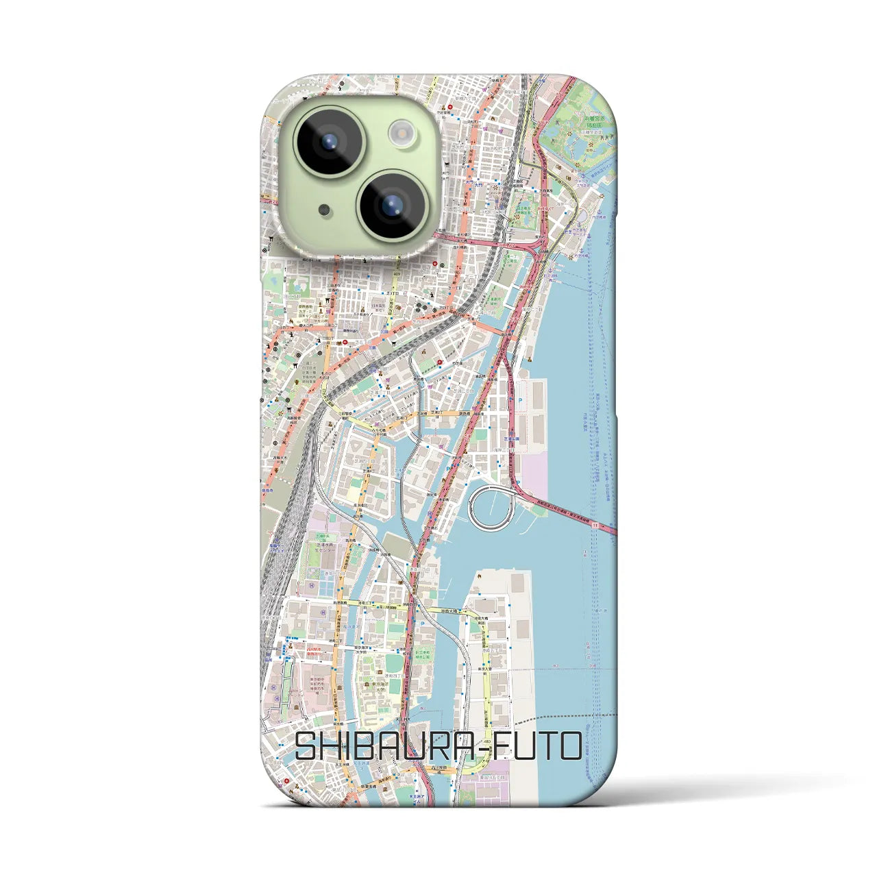 【芝浦ふ頭】地図柄iPhoneケース（バックカバータイプ・ナチュラル）iPhone 15 用