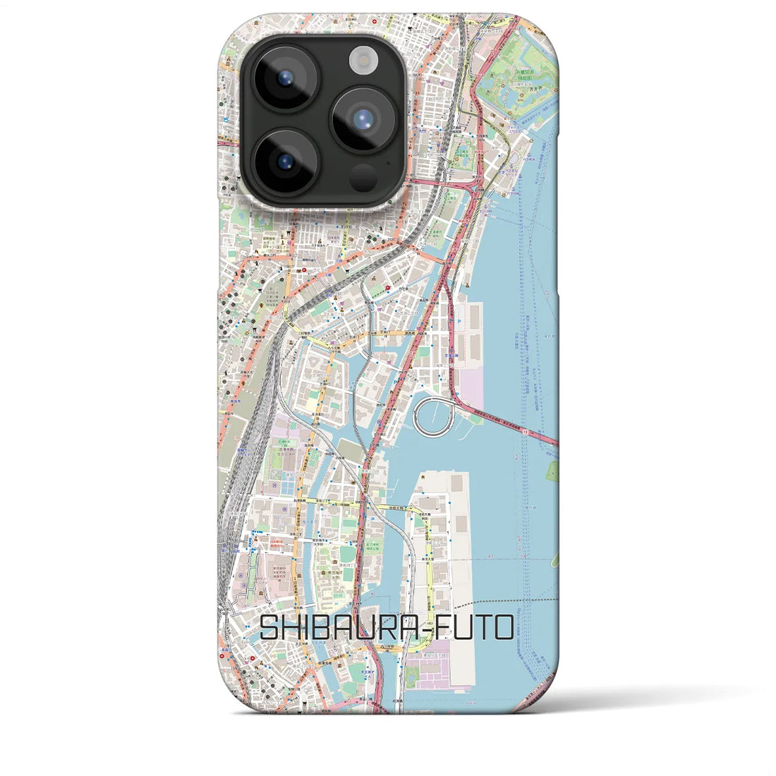 【芝浦ふ頭】地図柄iPhoneケース（バックカバータイプ・ナチュラル）iPhone 15 Pro Max 用