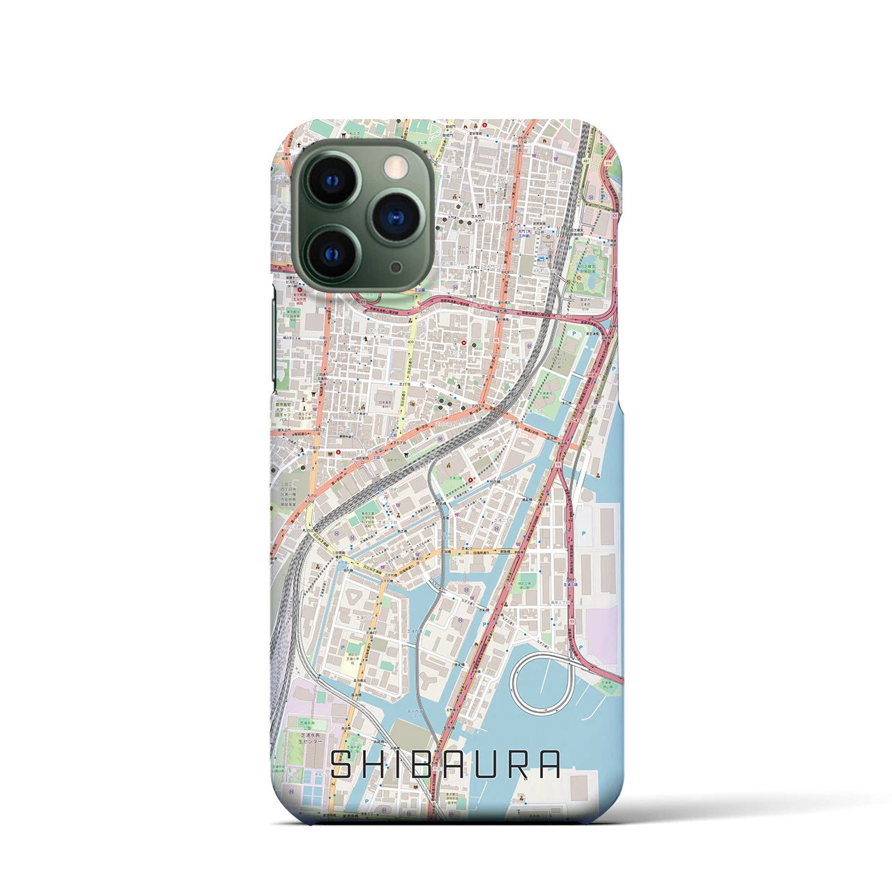 【芝浦】地図柄iPhoneケース（バックカバータイプ・ナチュラル）iPhone 11 Pro 用