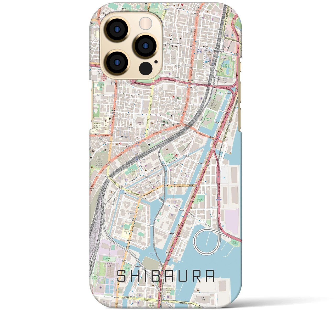 【芝浦】地図柄iPhoneケース（バックカバータイプ・ナチュラル）iPhone 12 Pro Max 用