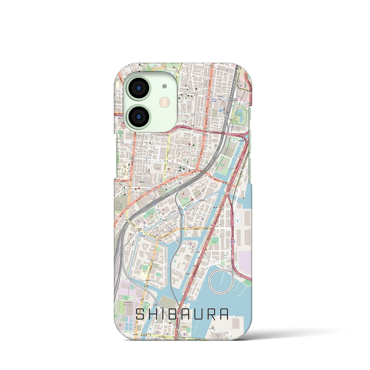 【芝浦】地図柄iPhoneケース（バックカバータイプ・ナチュラル）iPhone 12 mini 用