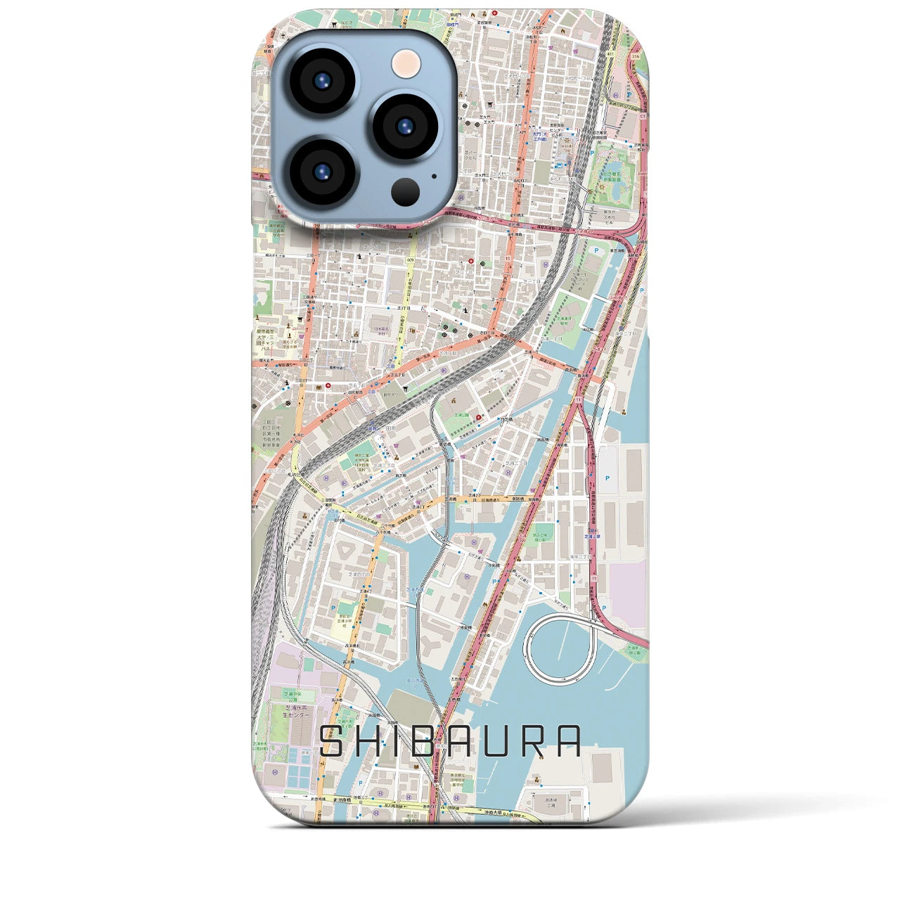 【芝浦】地図柄iPhoneケース（バックカバータイプ・ナチュラル）iPhone 13 Pro Max 用