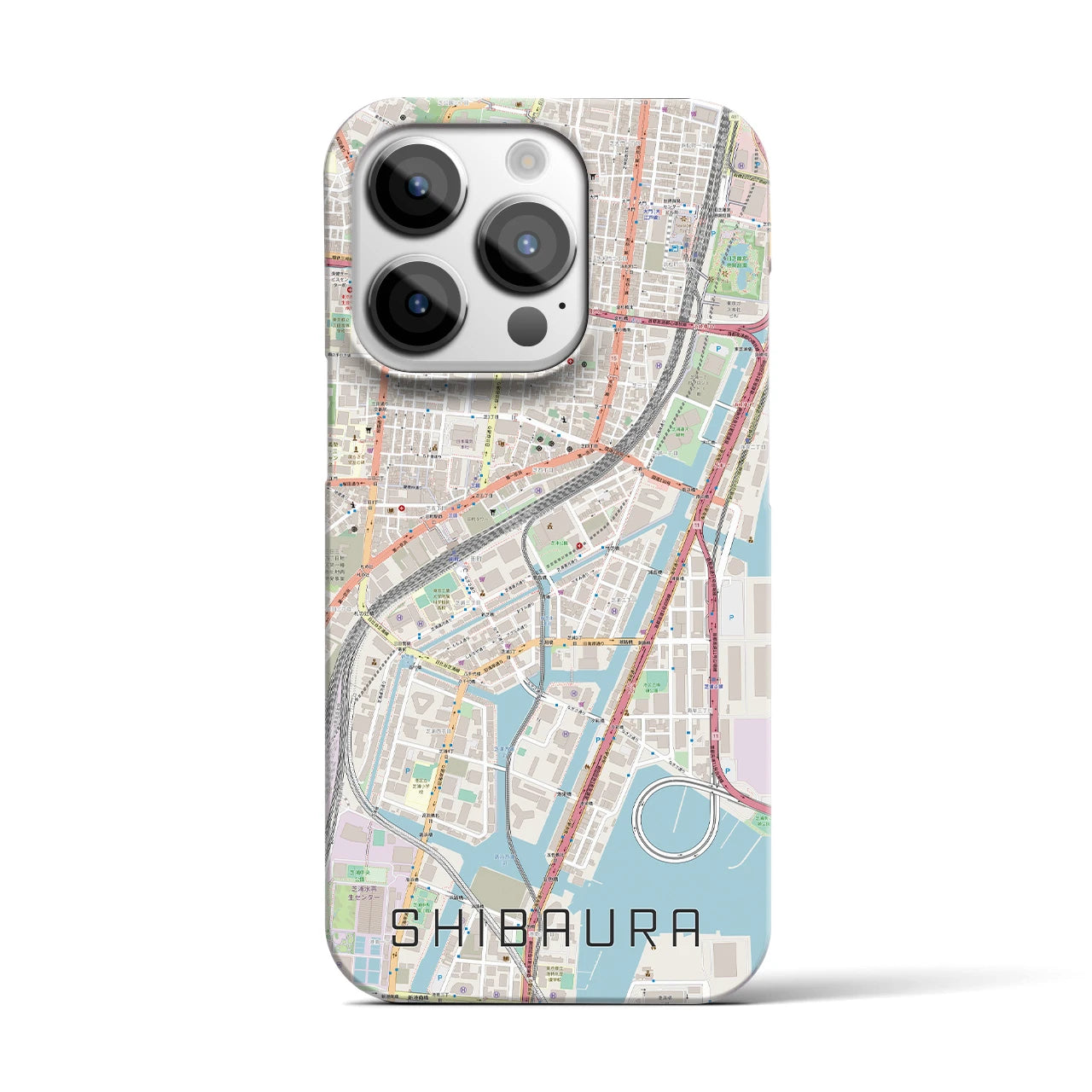 【芝浦】地図柄iPhoneケース（バックカバータイプ・ナチュラル）iPhone 14 Pro 用