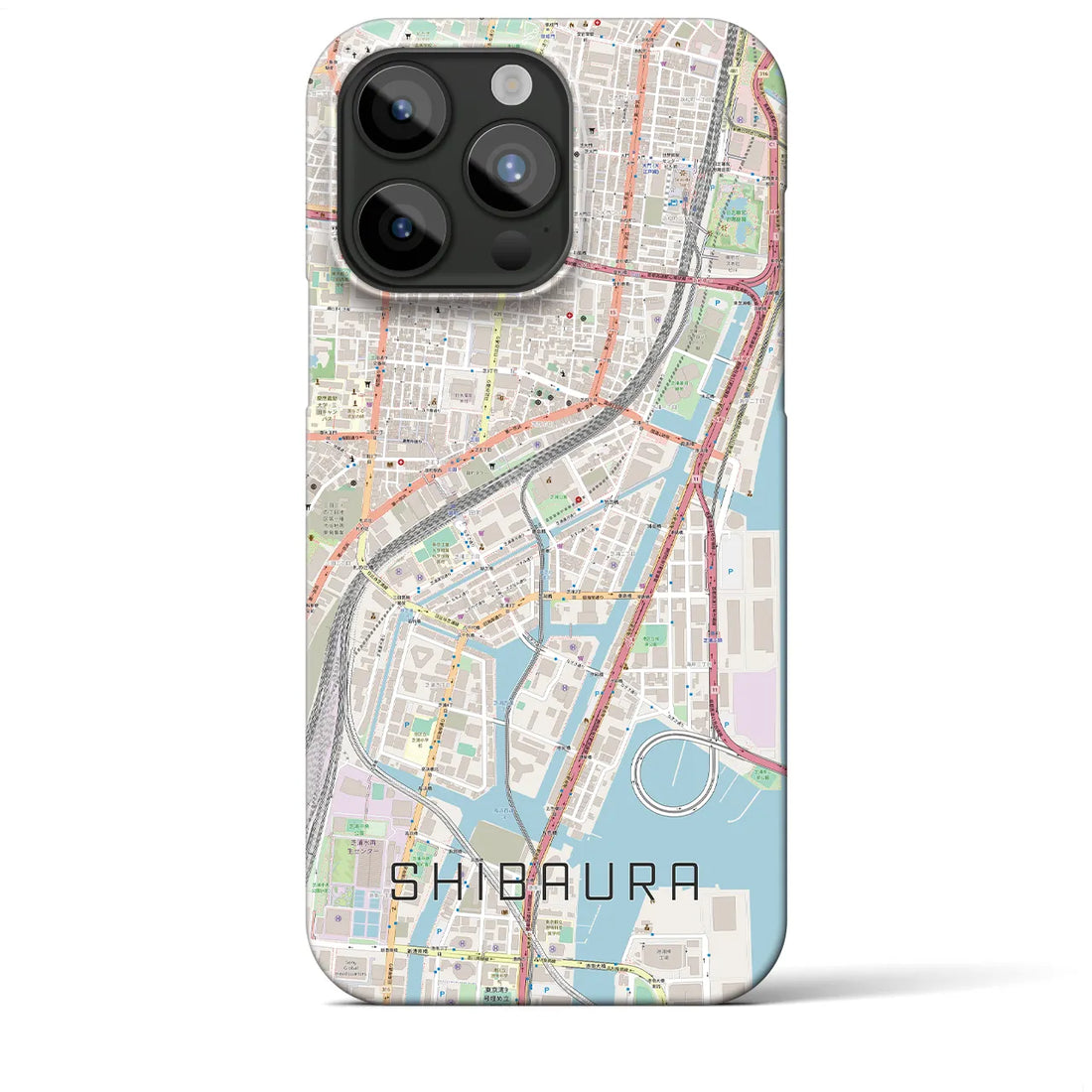 【芝浦】地図柄iPhoneケース（バックカバータイプ・ナチュラル）iPhone 15 Pro Max 用