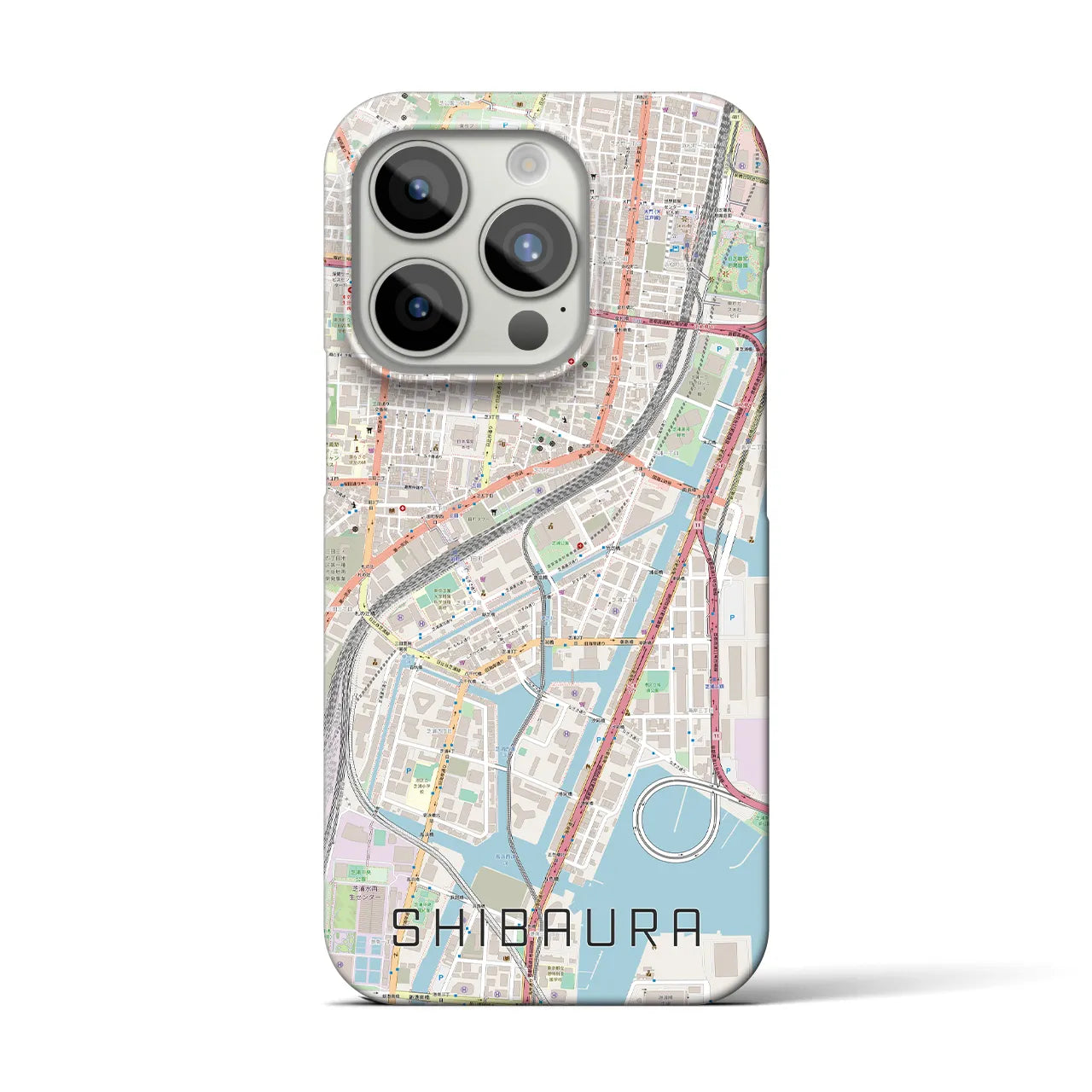 【芝浦】地図柄iPhoneケース（バックカバータイプ・ナチュラル）iPhone 15 Pro 用