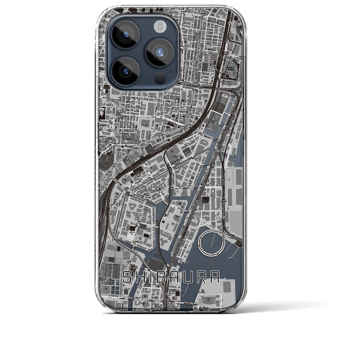 【芝浦】地図柄iPhoneケース（クリアタイプ・モノトーン）iPhone 15 Pro Max 用