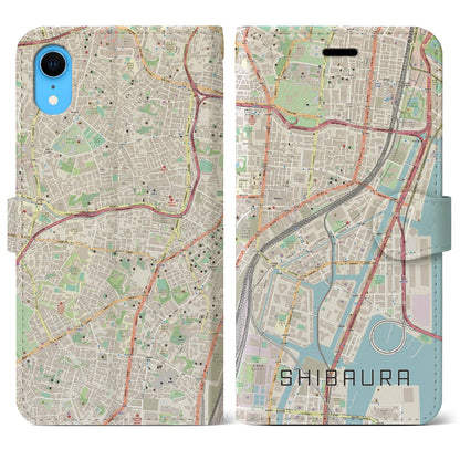 【芝浦（東京都）】地図柄iPhoneケース（手帳タイプ）ナチュラル・iPhone XR 用