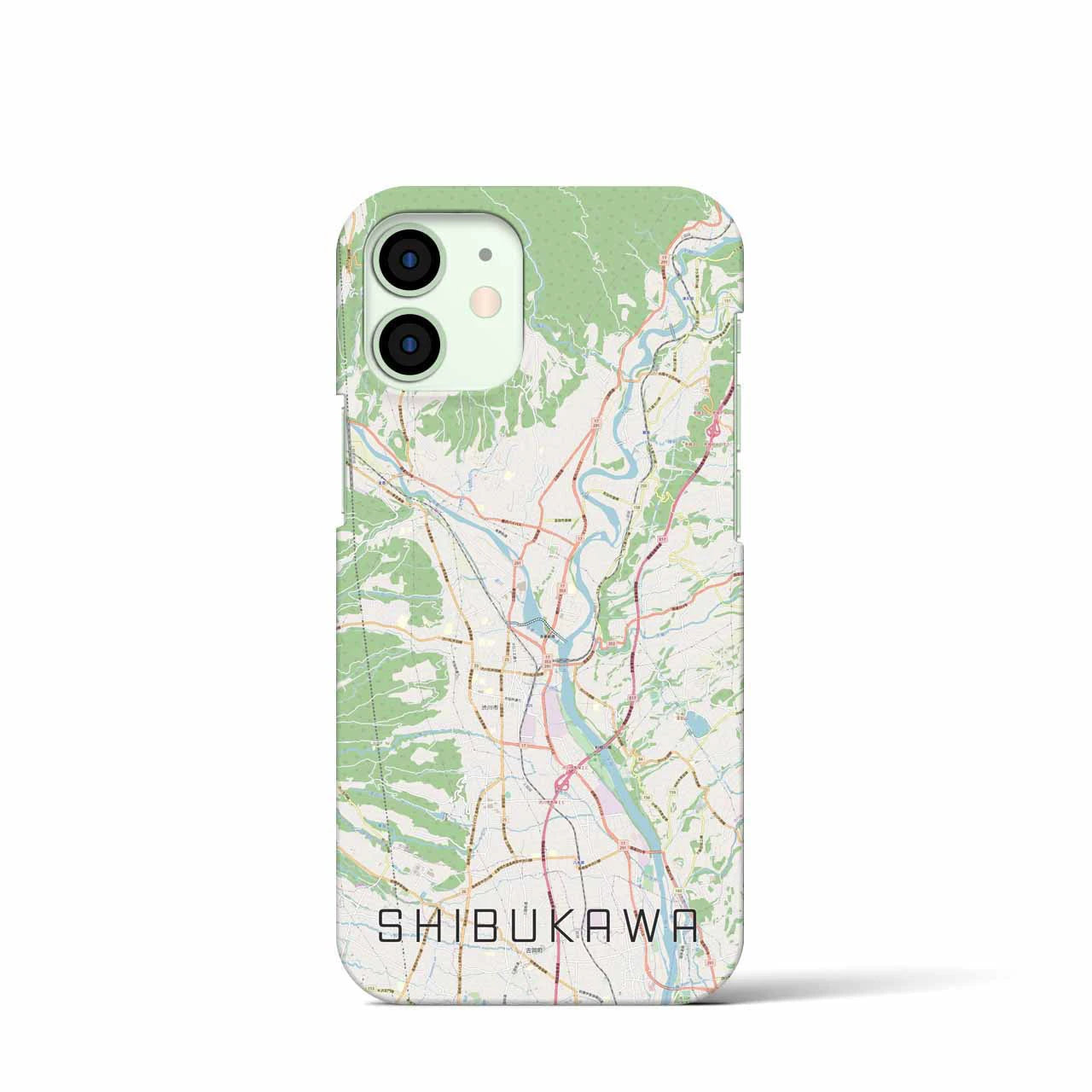 【渋川】地図柄iPhoneケース（バックカバータイプ・ナチュラル）iPhone 12 mini 用