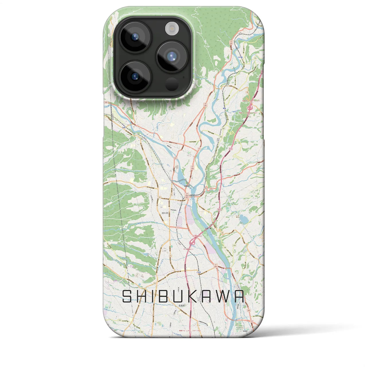 【渋川】地図柄iPhoneケース（バックカバータイプ・ナチュラル）iPhone 15 Pro Max 用