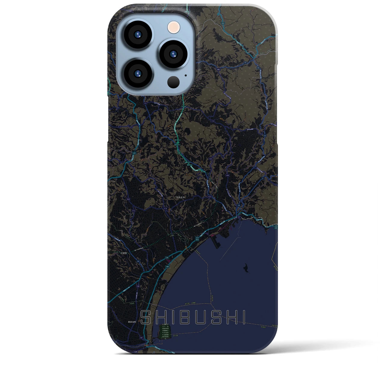 【志布志】地図柄iPhoneケース（バックカバータイプ・ブラック）iPhone 13 Pro Max 用