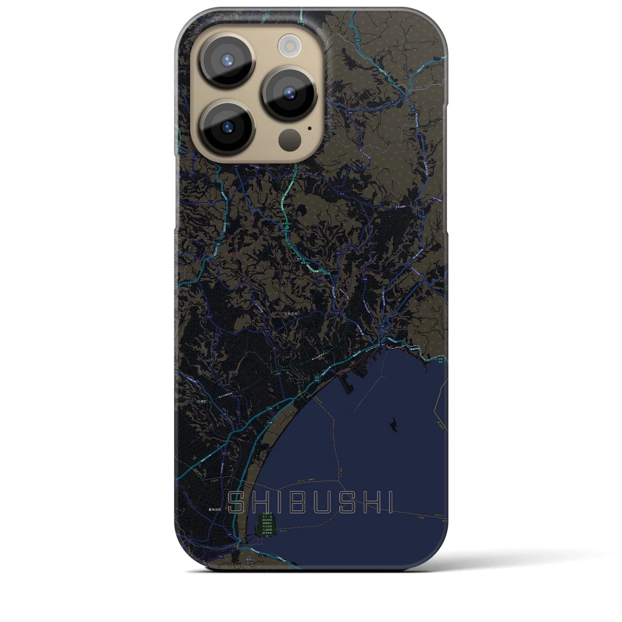 【志布志】地図柄iPhoneケース（バックカバータイプ・ブラック）iPhone 14 Pro Max 用