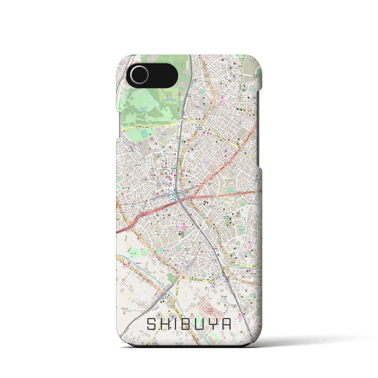 【渋谷】地図柄iPhoneケース（バックカバータイプ・ナチュラル）iPhone SE（第3 / 第2世代） / 8 / 7 / 6s / 6 用