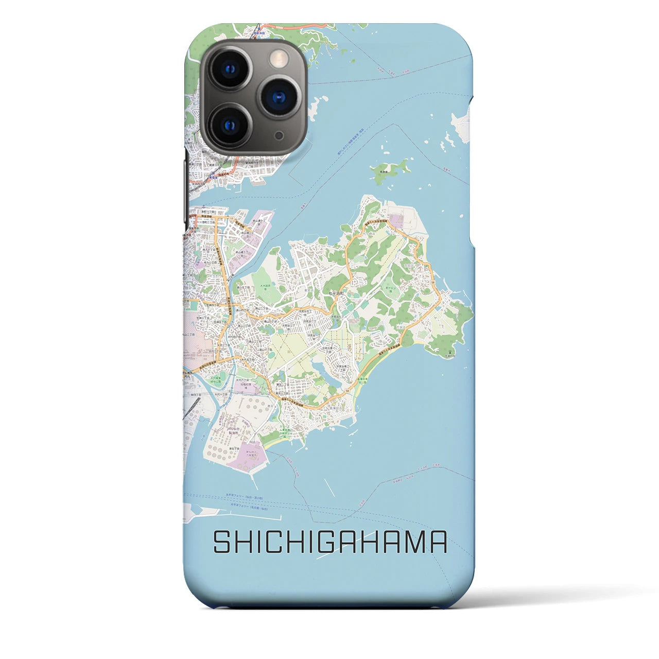 【七ヶ浜】地図柄iPhoneケース（バックカバータイプ・ナチュラル）iPhone 11 Pro Max 用