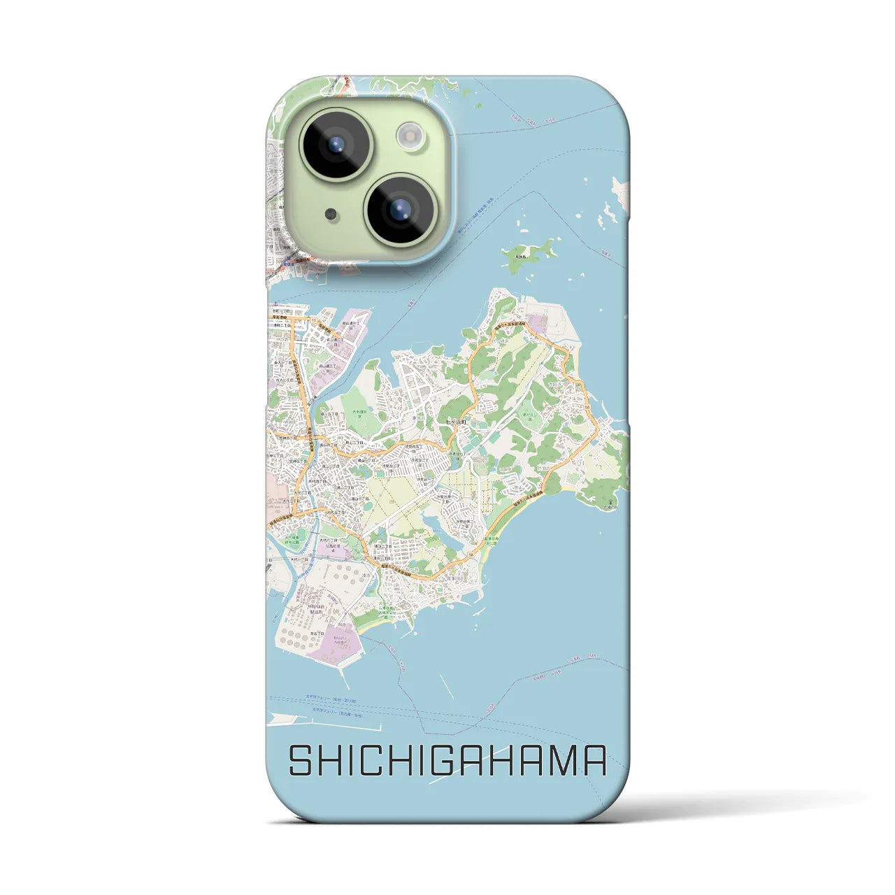 【七ヶ浜】地図柄iPhoneケース（バックカバータイプ・ナチュラル）iPhone 15 用
