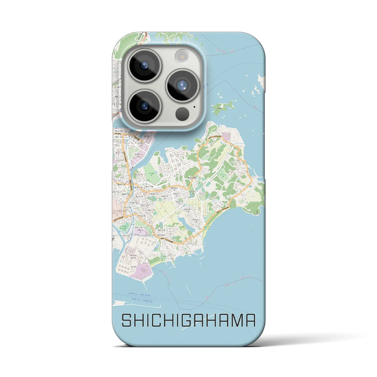 【七ヶ浜】地図柄iPhoneケース（バックカバータイプ・ナチュラル）iPhone 15 Pro 用