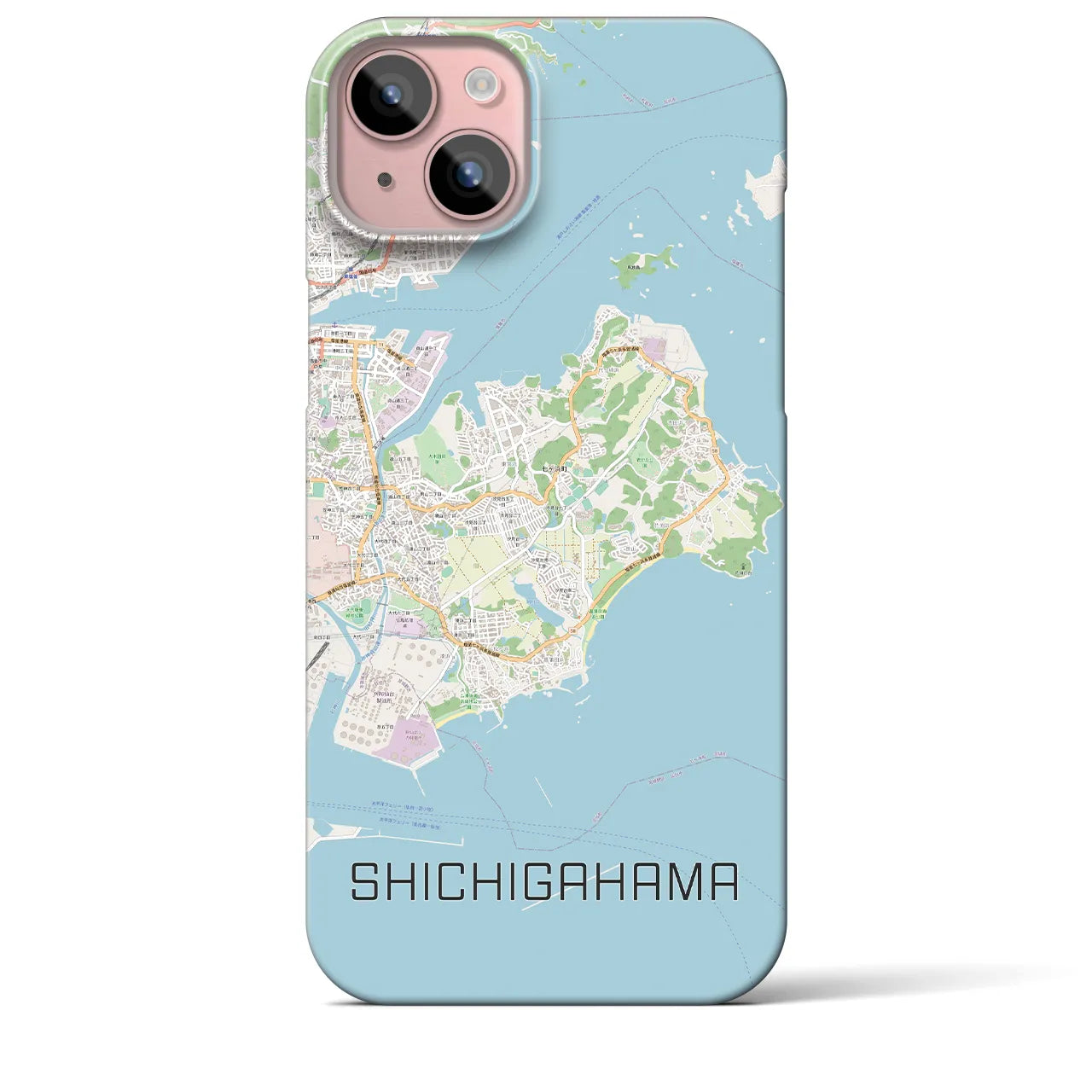 【七ヶ浜】地図柄iPhoneケース（バックカバータイプ・ナチュラル）iPhone 15 Plus 用
