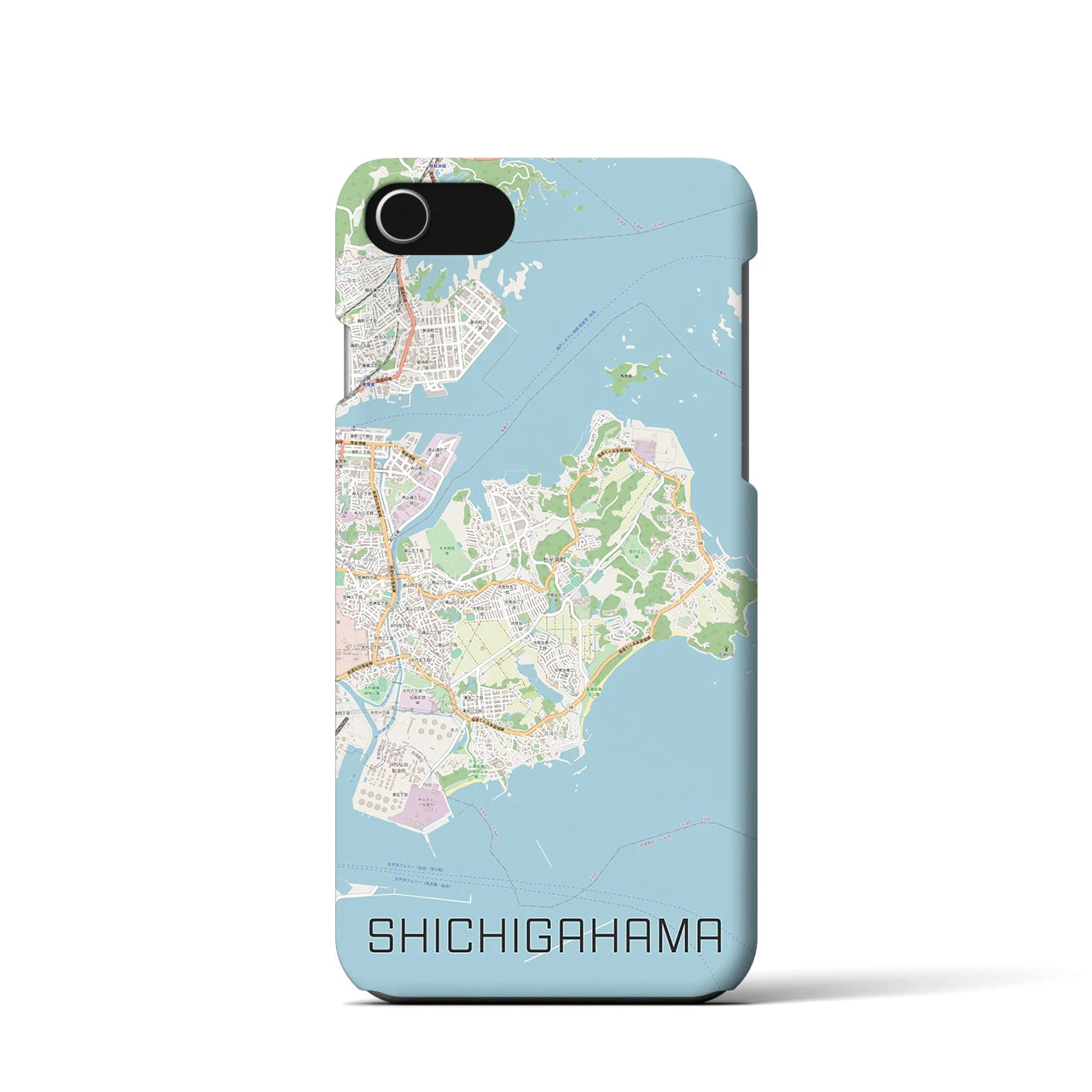 【七ヶ浜】地図柄iPhoneケース（バックカバータイプ・ナチュラル）iPhone SE（第3 / 第2世代） / 8 / 7 / 6s / 6 用